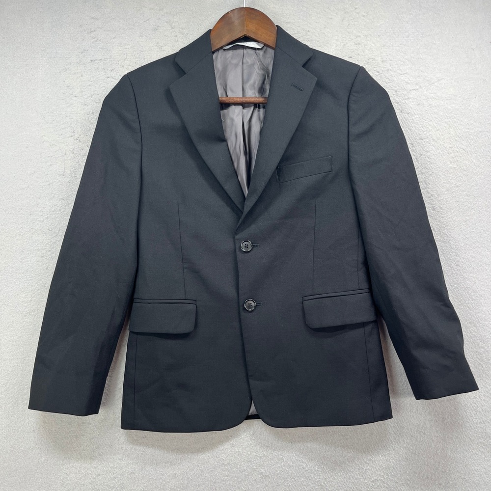 Nordstrom Black Suit Jacket Blazer Boys Kids 10 Formal Wedding Classic Sharp